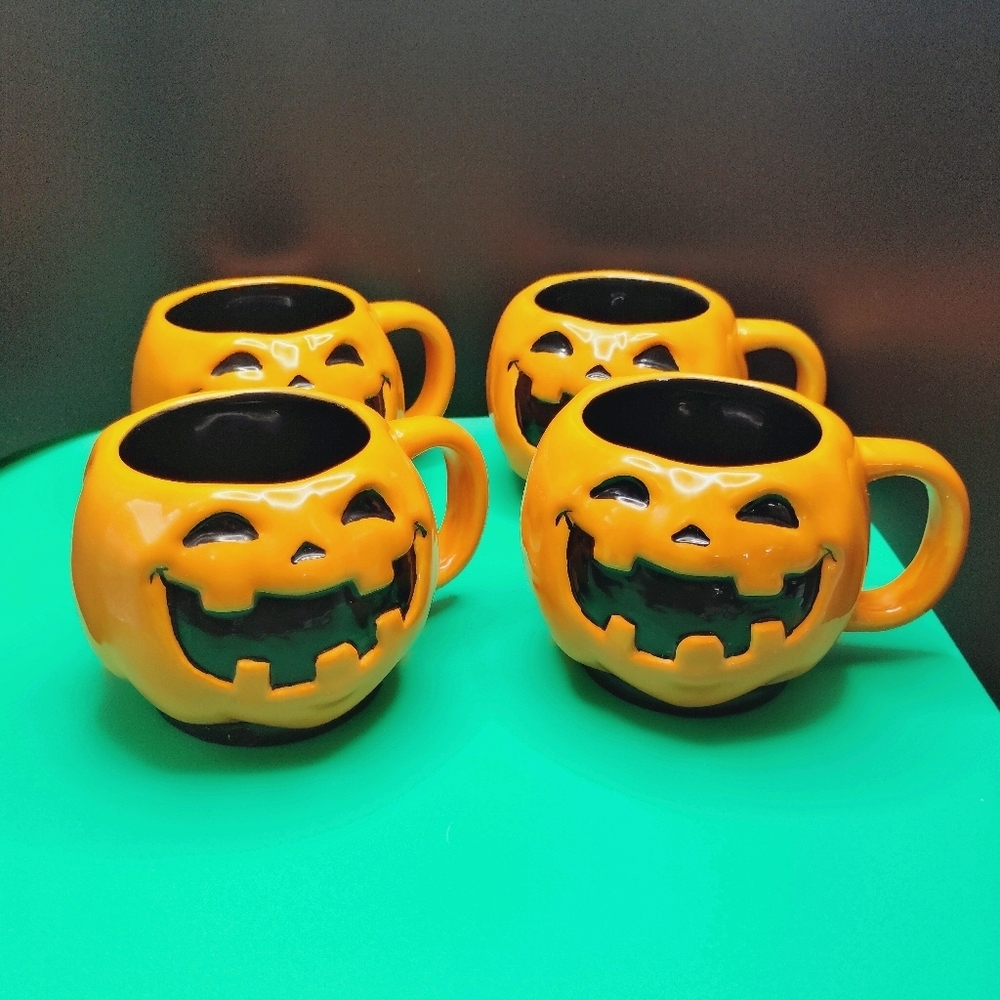 4 Retro Target Halloween Jack O' Lantern Mugs Pumpkin Face Ceramic 2008 … - Picture 12 of 12